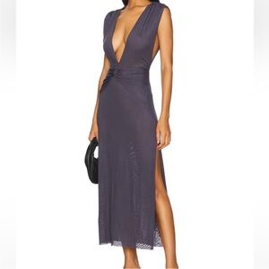 Elegant Deep V-Neck Purple Dress